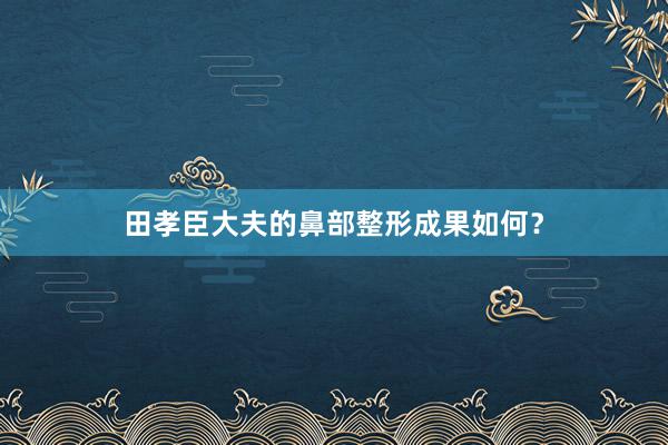 田孝臣大夫的鼻部整形成果如何？